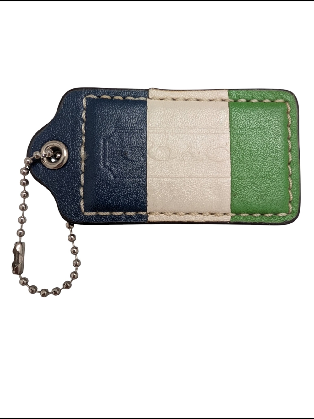 Coach 3" Tricolor Hangtag with Silver Ball Chain